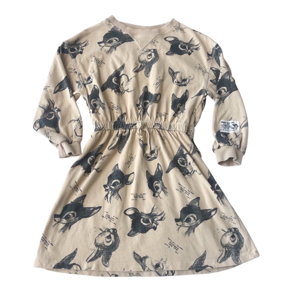 Zara Disney Classics Kids Girl’s Beige Bambi Dress with Elastic Waist size 7